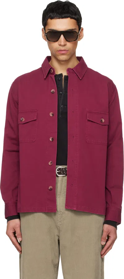 Tonywack Red Washed Cotton Twill Overshirt