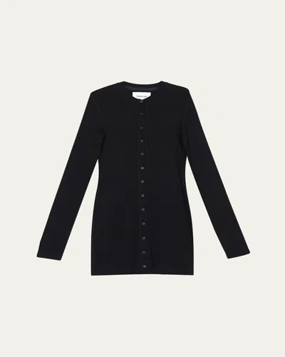 Tonywack Ribbed Button-front Mini Dress In Black