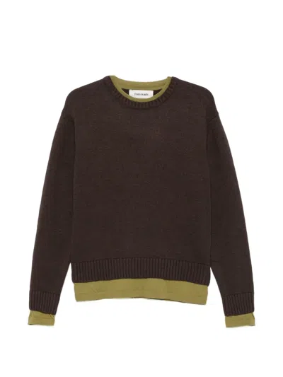 Tonywack Ribbed-trim Sweater In Brown