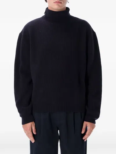 Tonywack Roll-neck Ribbed-knit Sweater In Blue