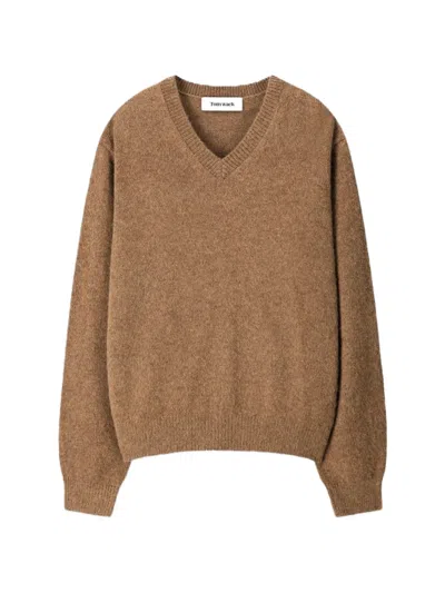 Tonywack Shaggy Dog V-neck Knitted Sweater In Brown