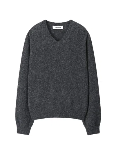 Tonywack Shaggy Dog V-neck Sweater In Gray