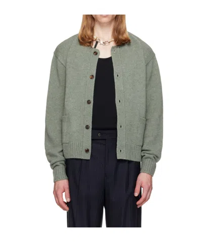 Tonywack Shetland Wool Raw Cardigan In Green