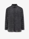 Tonywack Black Shirt With Check Motif In Wool Blend Man In Black
