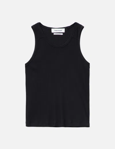 Tonywack Silk Lyocell Rib Tank Top In Black