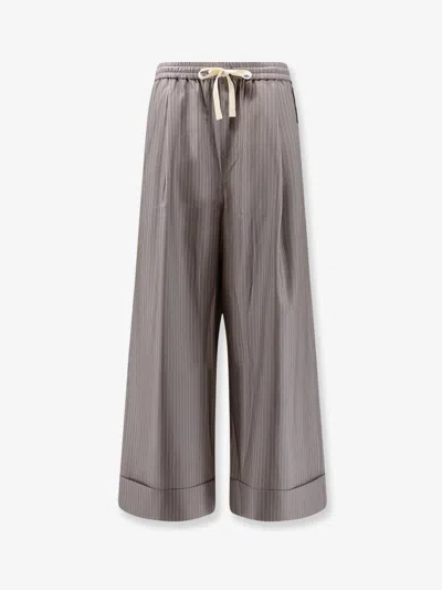 Tonywack Silk, Polyester And Wool Blend Trousers In Animal Print