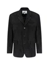 Tonywack Single-breasted Suede Jacket In Black Leather In Black