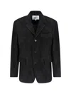 Tonywack Single-breasted Suede Jacket In Black Leather