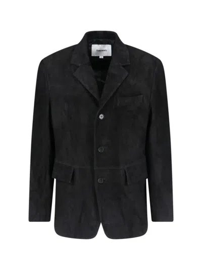 TONYWACK TONYWACK SINGLE-BREASTED SUEDE JACKET IN BLACK LEATHER