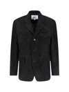 Tonywack Single-breasted Suede Jacket In Black Leather