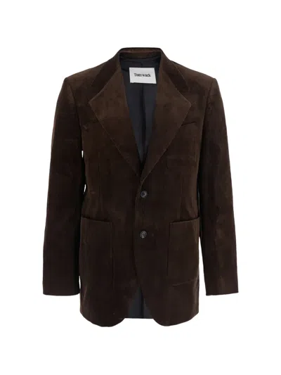 Tonywack Single-breasted Long-sleeve Blazer In Brown