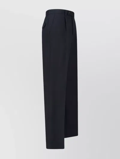 Tonywack Straight Trousers With Pleats And Pockets In Blue