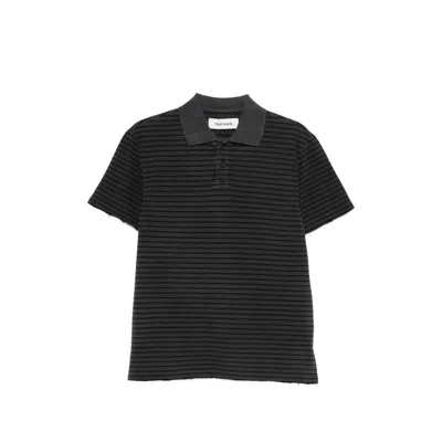 Tonywack Striped Polo Shirt In Gray