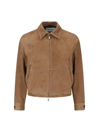 TONYWACK SUEDE BLOUSON WITH CLASSIC COLLAR AND ZIPPERED POCKETS
