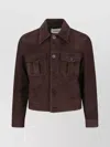 Tonywack Cropped Brown Suede Trucker Jacket With Classic Collar In Brown