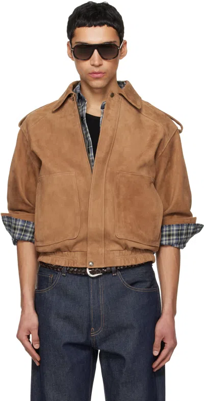 Tonywack Tan Goat Suede Bomber Jacket In Neutral