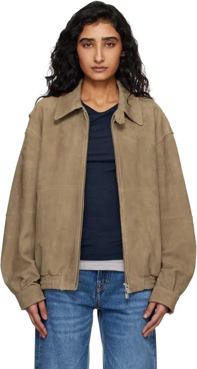 Tonywack Tan Goat Suede Relaxed Bomber Jacket In Brown