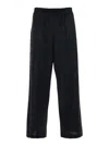 Tonywack Black Pants With Drawstring Waist In Wool Blend Man In Blue