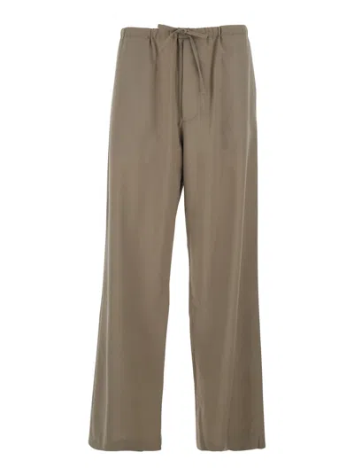 Tonywack Tropical Wool Drawstring Pants In Brown