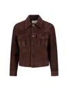 Tonywack Cropped Brown Suede Trucker Jacket With Classic Collar In Brown