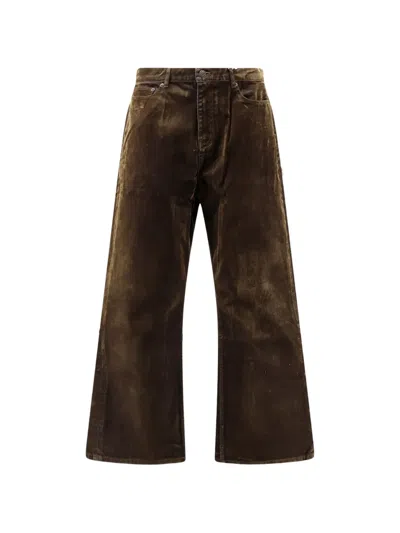 Tonywack Velvet-effect Straight-leg Trousers In Brown