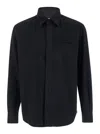 TONYWACK BLACK SHIRT WITH HIDDEN PLACKET IN WOOL MAN