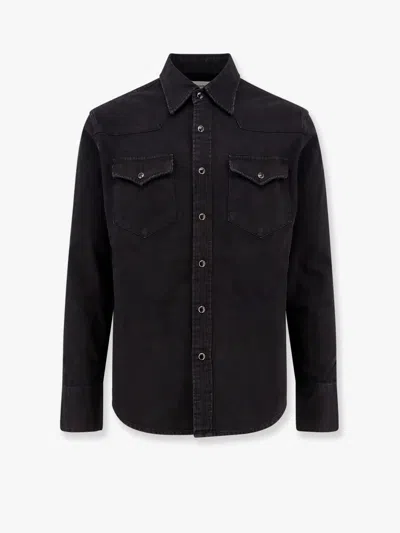 Tonywack Washed Denim Distressed Western Shirt In Black