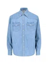 Tonywack Blue Hand-painted Western Denim Shirt In Blue