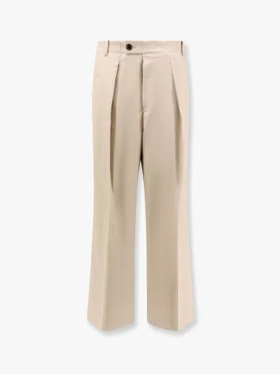 Tonywack Wide Wool Blend Trouser With Pinces In Sand