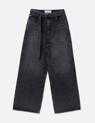 Tonywack Wide-leg Belted Denim Jeans In Black/黑色/블랙/ブラック
