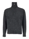 Tonywack Grey High Neck Swater With Zip In Grey