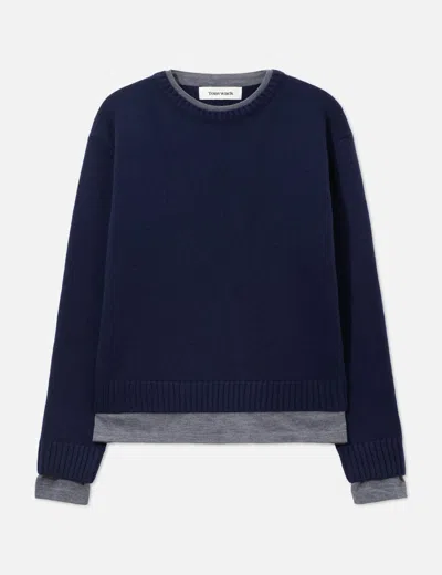 Tonywack Wool Blend Layered Knit In Blue/蓝色/藍色/블루/ブルー