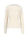 Tonywack Semi-sheer Cream Knit Top With Round Neckline In Neutral