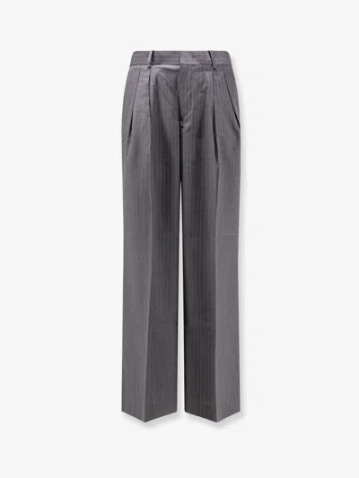 Tonywack Wool Blend Trousers With Striped Motif In Gray