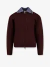Tonywack Wool Cardigan With Contrasting Collar In Brown