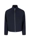 Tonywack Blue Jacket With High Neck And Dropped Shoulders In Wool Man In Blue