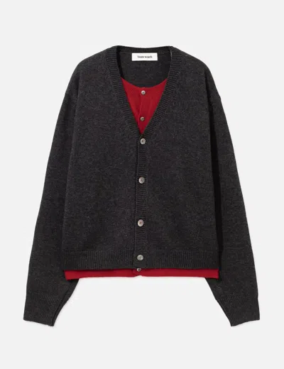 Tonywack Wool Layered Cardigan In Grey/灰色/그레이/グレー