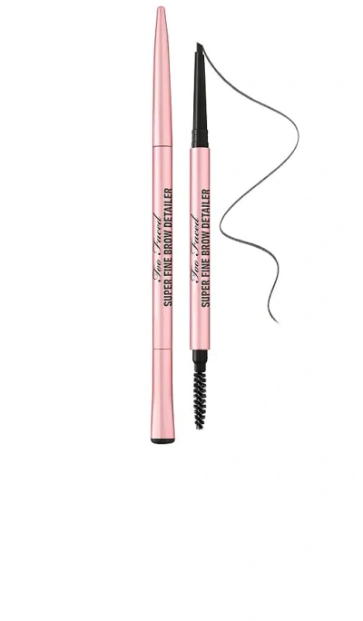 Too Faced Super Fine Brow Detailer Eyebrow Pencil In 柔和黑