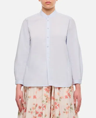 Too Good Slim-fit Collarless Shirt In Sky Blue