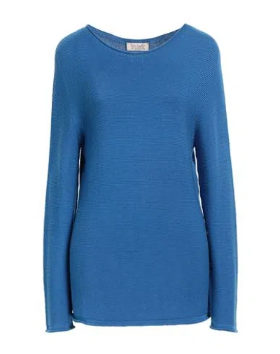 Too Nude Woman Sweater Azure Size L Viscose, Acrylic, Elastane In Blue