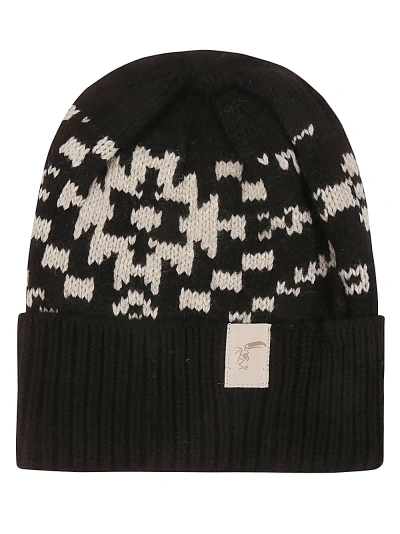 Tooco Ethnic Print Beanie In Black