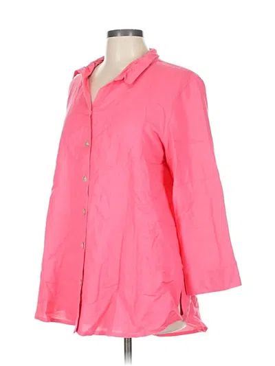 Pre-owned Toofan 3/4 Sleeve Button Down Shirt In Pink