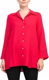 Toofan Button Back Collared Top In Red