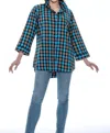 Toofan Flannel Plaid Top In Blue In Blue