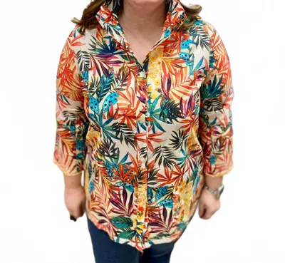 Toofan Print Wire Collar Top In Multicolor