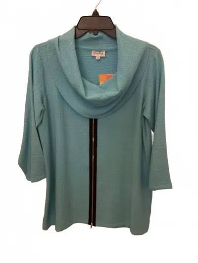 Toofan Women's Cowl Neck Tunic Top In Aqua In Green