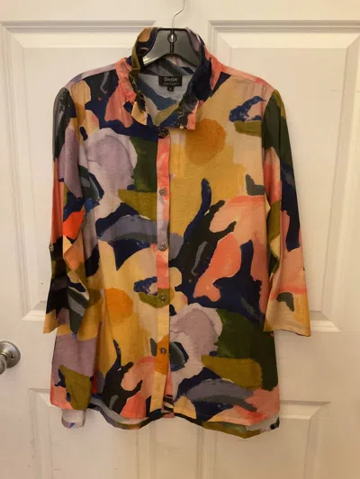 Toofan Women's Wire Collar Button Down Shirt In Multi Print