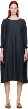 Toogood Black 'the Baker' Midi Dress In Soft Herringbone Cha