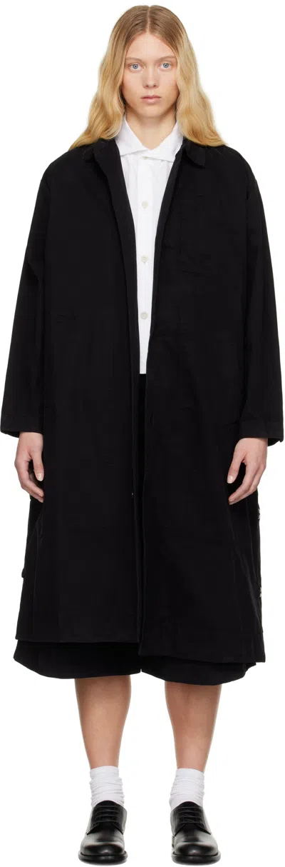 Toogood Black 'the Messenger' Coat In Work Twill Flint