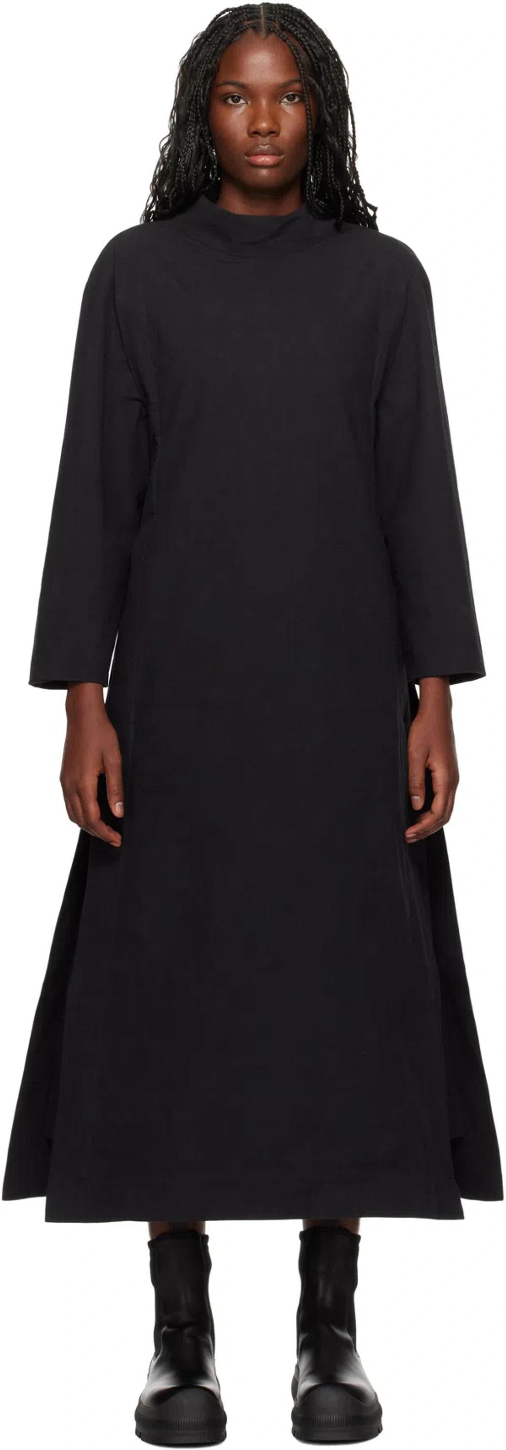 Toogood Black 'the Scuba Diver' Midi Dress In Strong Cotton Flint | ModeSens